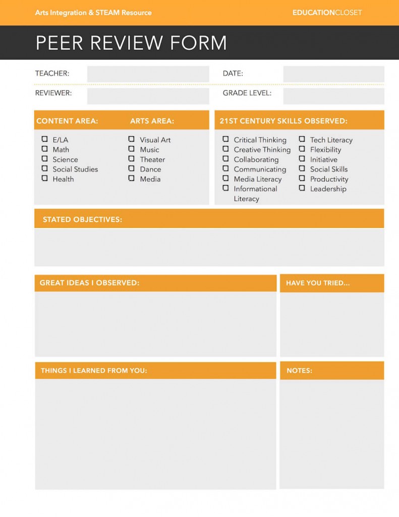Arts Integration Peer Review Form