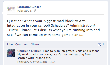 Facebook question, Finding the Time to Integrate, Education Closet