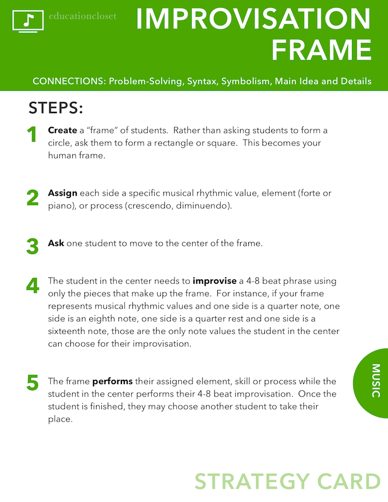 The Improvisation Frame, A Music Arts Integration Strategy, Education Closet