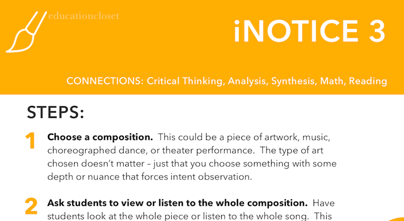 iNotice3 Strategy, Arts Integration Strategy, Education Closet