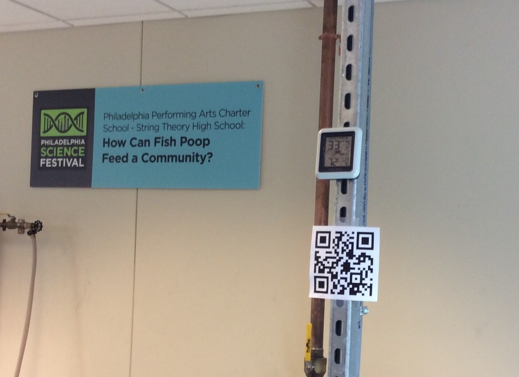 The posted QR code takes you to information on the project and student work.