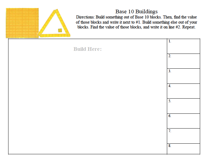 Base Ten Buildings, Education Closet