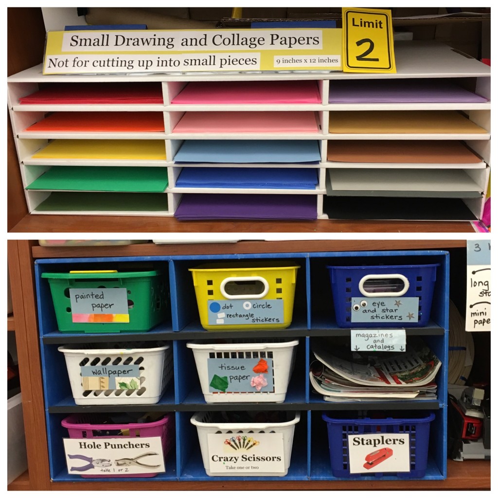 Art Studio Storage in Art School Classroom.