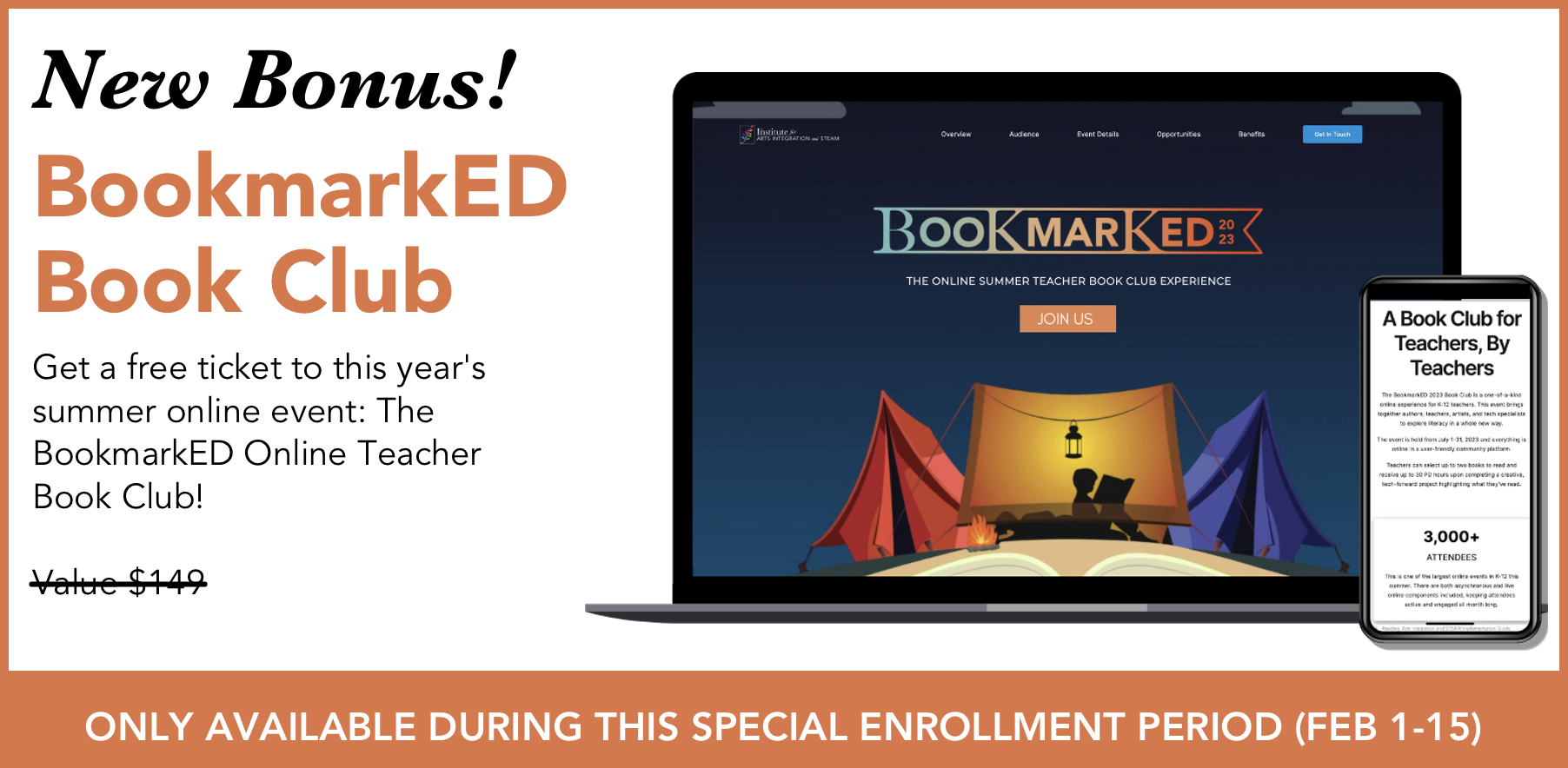 Bookmarked Book Club Bonus early enrollment arts integration certification bonus