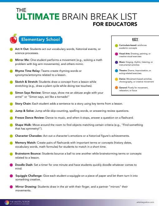The Ultimate Brain Break List